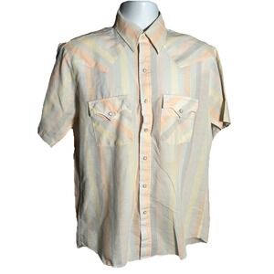 Vintage DALE'S Made in USA Pearl Snap Short Sleeve Western Striped Shirt Large